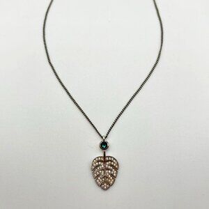 Elegant Safari Palm Leaf Pendant Necklace With Emerald Accent
